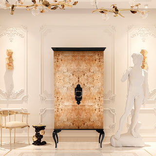 Luxury Sculptural Display Cabinet with Glass Shelves & Designer Storage