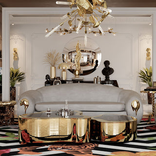 Luxury Hammered Brass Coffee Table with Wave Sculptural Design & Artisan Craftsmanship