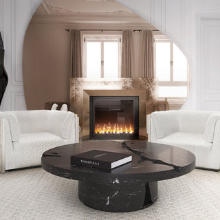 Luxury Gold Coffee Table with Round Glass Top & Sculptural Brass Base