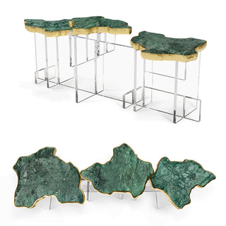 Luxury Designer Coffee Table with Hand-Painted Artistic Top & Sculptural Brass Base