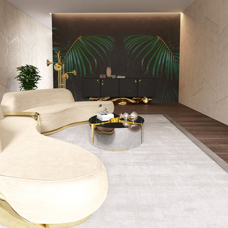 Luxury Oval Dining Table with Sculptural Brass Accents & High Gloss Finish