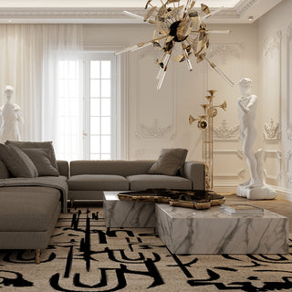 Luxury Black & White Coffee Table with Sculptural Design & High Gloss Finish