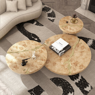 Luxury Gold Coffee Table with Round Glass Top & Sculptural Brass Base