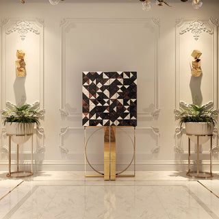 Luxury Geometric Bar Cabinet with Pixel-Inspired Design & Hidden Storage