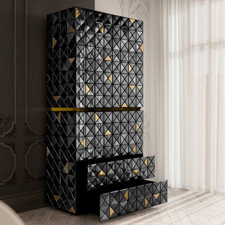 Luxury Walnut Curio Cabinet with Pixel-Inspired Design & Hidden Storage