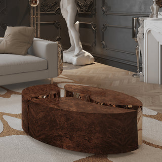 Luxury Oval Dining Table with Sculptural Brass Accents & High Gloss Finish