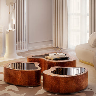Luxury Hammered Brass Coffee Table with Wave Sculptural Design & Artisan Craftsmanship