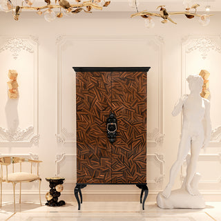 Luxury Sculptural Display Cabinet with Glass Shelves & Designer Storage