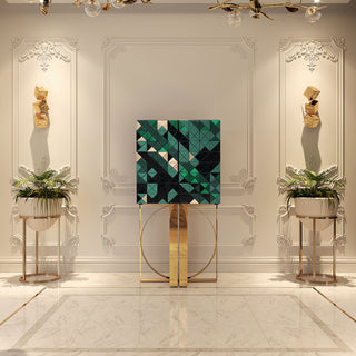 Luxury Geometric Bar Cabinet with Pixel-Inspired Design & Hidden Storage