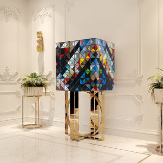 Luxury Geometric Bar Cabinet with Pixel-Inspired Design & Hidden Storage
