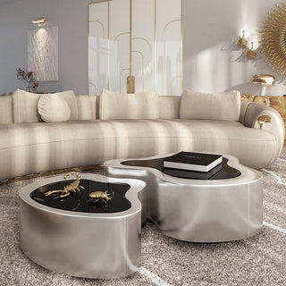 Luxury Hammered Brass Coffee Table with Wave Sculptural Design & Artisan Craftsmanship