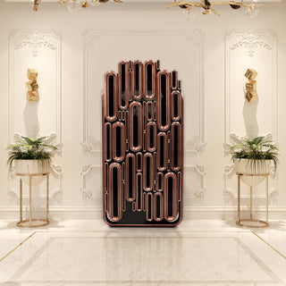 Luxury Bar Cabinet with Brass Tube Design, Glass Shelves & Hidden Storage