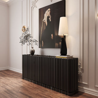 Luxury Brass Sideboard Cabinet with Sculptural Doors & Hidden Storage