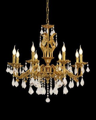 31X31 Inch 8 Lights Small Candle Style Brass and Crystal Chandelier Lighting for Living Room