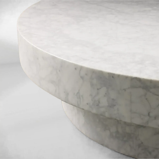 Cinzia Natural Marble Round Coffee Table Stone Cocktail Table Plinth Base Sofa Center Tea Table