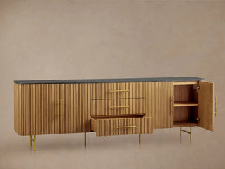 Finnley Sideboard Carrara Marble & Bluestone Top Buffet Cabinet With Drawer