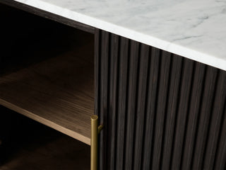 Finley Sideboard: Minimalist Fluted Base Stone Top Storage Sideboard