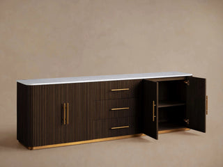 Finley Plinth Sideboard: Minimalist Fluted Base Storage Sideboard with Drawers