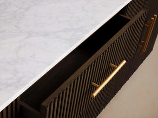 Finley Plinth Sideboard: Minimalist Fluted Base Storage Sideboard with Drawers