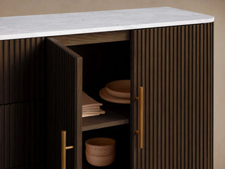 Finley Plinth Sideboard: Minimalist Fluted Base Storage Sideboard with Drawers