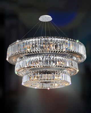 (48+36+24) Inch 3-Ring Modern Crystal Chandelier for Living Room Big Banquet Hall Chandelier Light