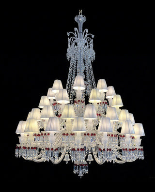 Custom Made Zenith Chandelier Baccarat Clear & Red Crystal Lighting with Lampshades