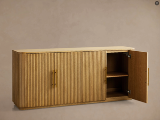 Finley Wood Sideboard & Media Console: Minimalist Fluted Wood Storage Furniture