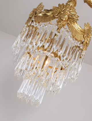10 Inch Mini Chandelier Antique Brass and Crystal Lighting for Hallway