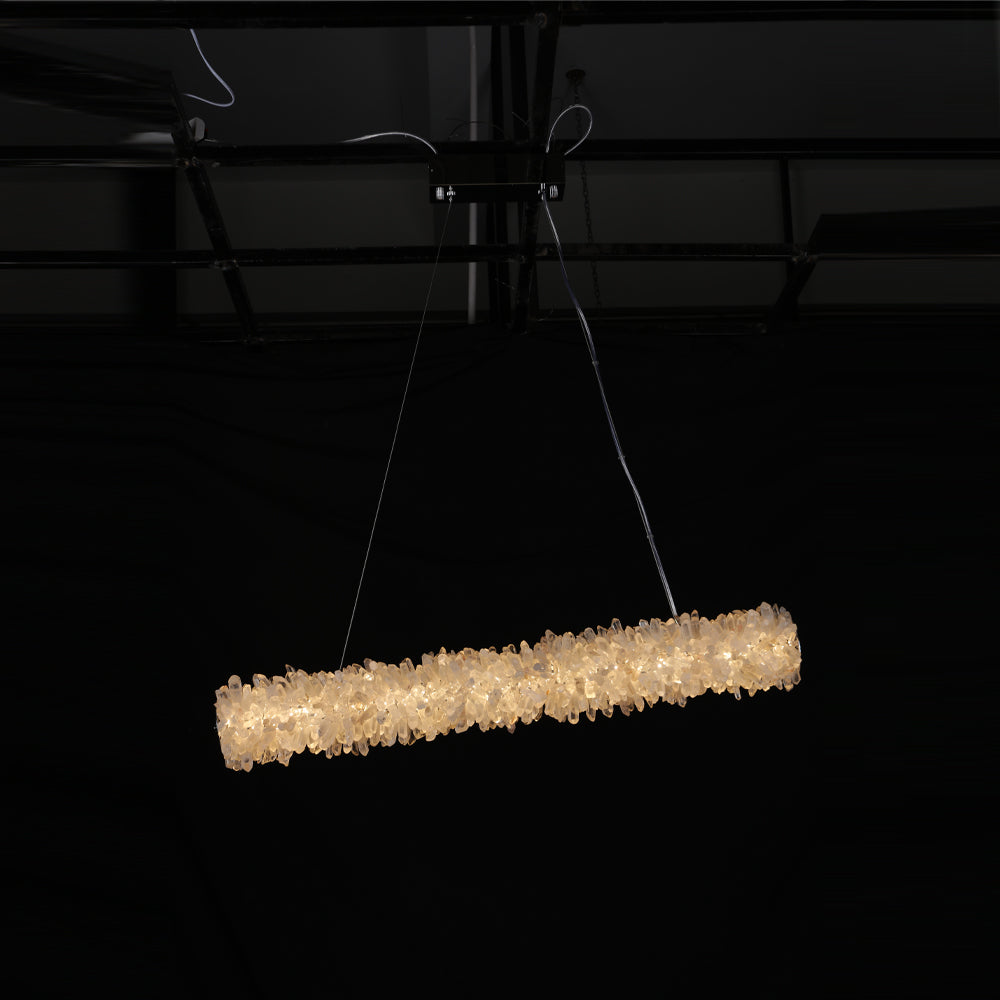 Modern Linear Geode Quartz Crystal Pendant Light