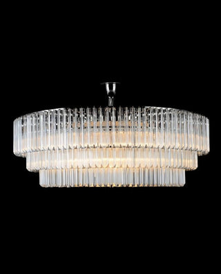3 Tier Round Glass Chandelier 55"W 22"H