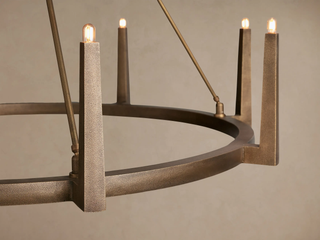 Modern Textured Cast Brass Round Chandelier