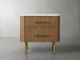 Finnley Closed Nightstand Solid Wood 2 Drawer Bedside Table for Modern Bedroom