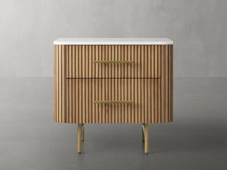 Finnley Closed Nightstand Solid Wood 2 Drawer Bedside Table for Modern Bedroom