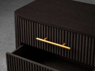 Finley Wood Nightstand: Minimalist Fluted 3-Drawer Wood Bedroom Bedside Table