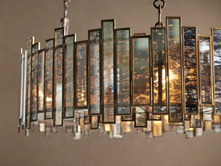 Moroccan-Inspired Antiqued Mirrored Glass Round Chandelier