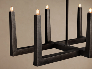 Modern Textured Cast Brass Linear Chandelier