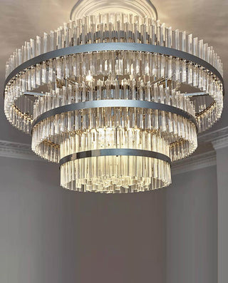 Four Tier Modern Glass Chandelier 43"W 35"H