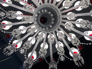 Short 24 Lights Replica Zenith Chandelier Clear & Red Baccarat Crystal Lighting