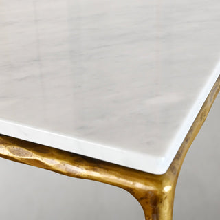 Hand-Forged Metal Rectangle Marble Coffee Table