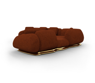 Luxury Modular Velvet Sofa with Polished Brass Base & Sculptural Masterpiece Design