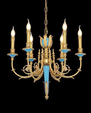 26X23 Inch 6 Lights Rococo Style Antique Copper Chandelier Small Blue Bedroom Chandelier