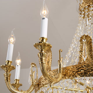49'' W x 79'' H Three Tiers Large French Empire Chandelier Antique Brass and Crystal Chandelier