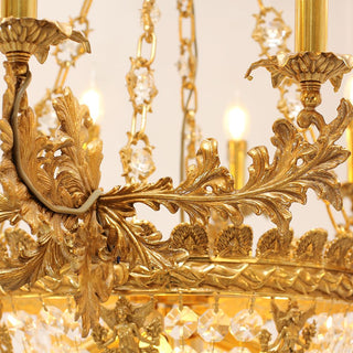 47X31 Inch 20 Lights French Empire Style Brass and Crystal Chandelier Light