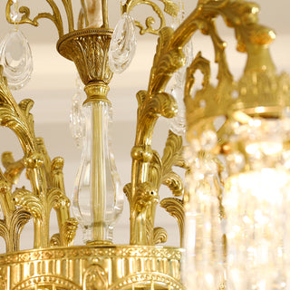 25.5 Inch Wide French Empire Style Brass Crystal Chandelier Gold Dining Room Chandelier
