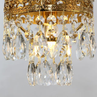 6 Inch Mini Crystal Pendant Light for Kitchen Island Empire Style Brass Crystal Chandelier