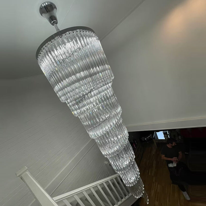 102 Inch Tall Chandelier Modern Spiral Crystal Chandelier for High Ceiling Staircase