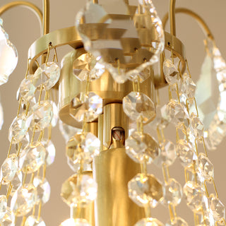 Small Antique Brass and Crystal Chandelier for Kitchen 12'' W x 18'' H