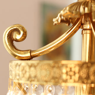 8 Inch Mini Chandelier Antique Brass and Crystal Chandelier for Kitchen