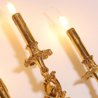 3 Lights French Retro Brass Wall Lamp Indoor Decorative Copper Wall Sconce
