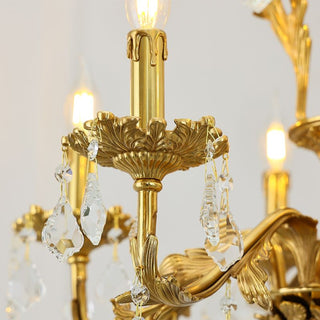 24X31 Inch 6 Lights Small Candle Style Brass and Crystal Chandelier Lighting for Bedroom